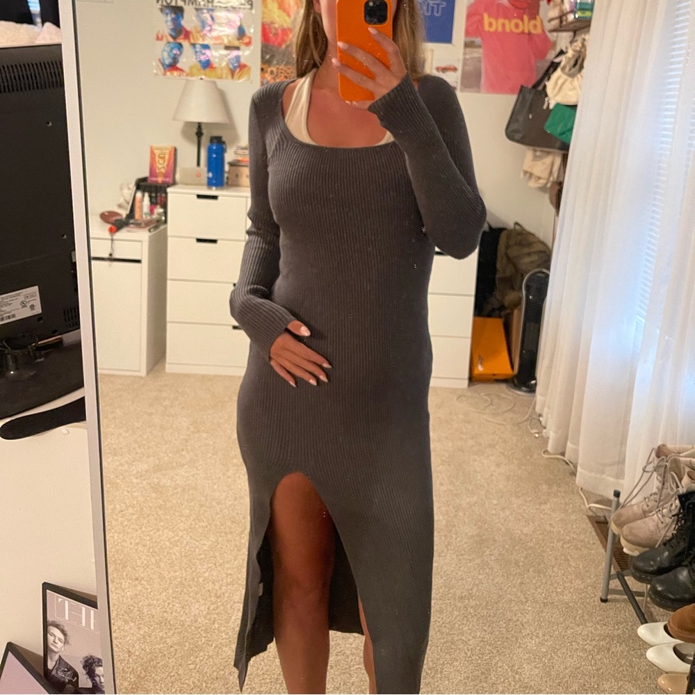 Long Sleeve Ribbed Dress